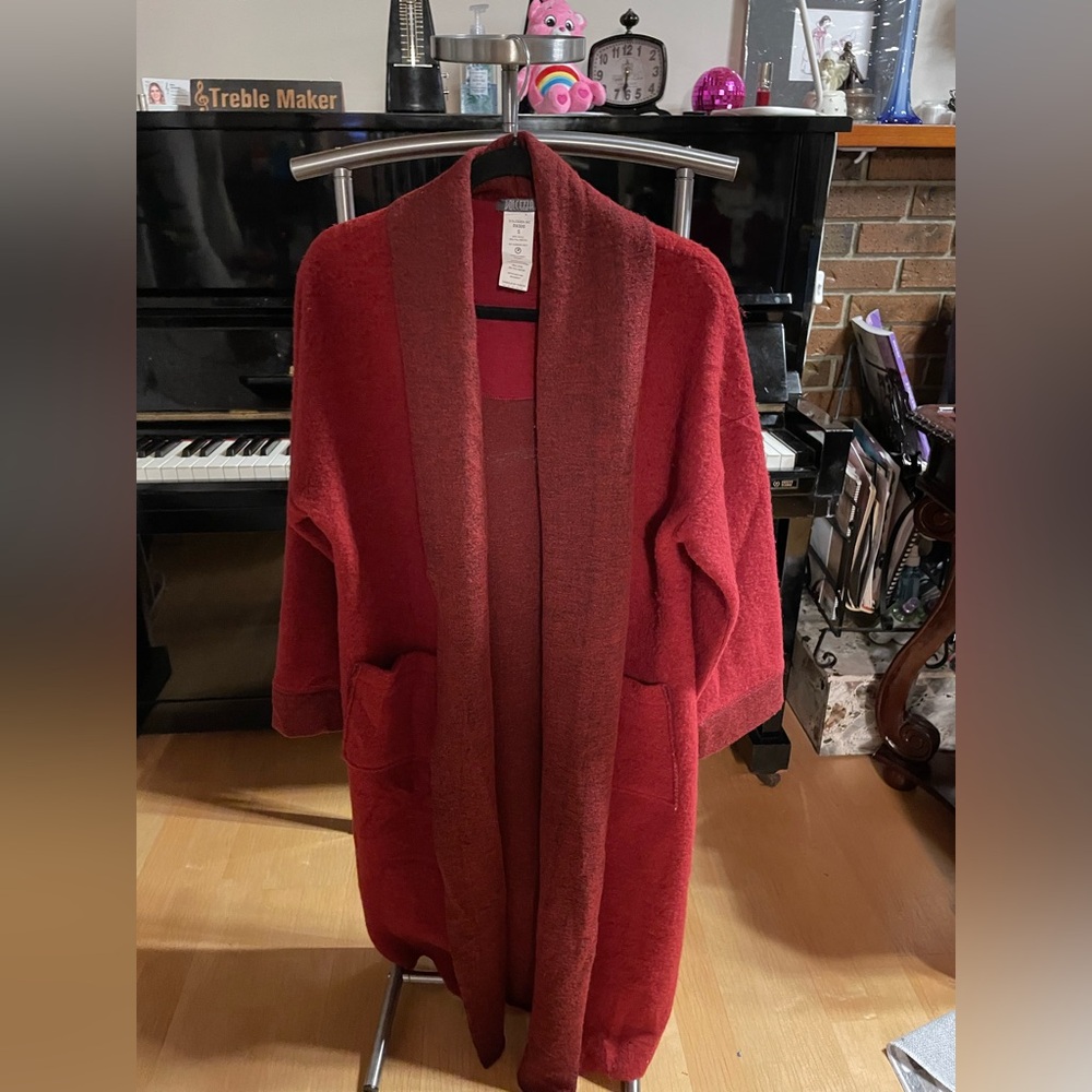 Dolcezza Wool Long Burgundy Cardigan